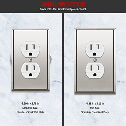 ENERLITES Duplex Receptacle Metal Wall Plate, Mid-Size Polished Chrome - color: Polished Chrome, size: Midsize