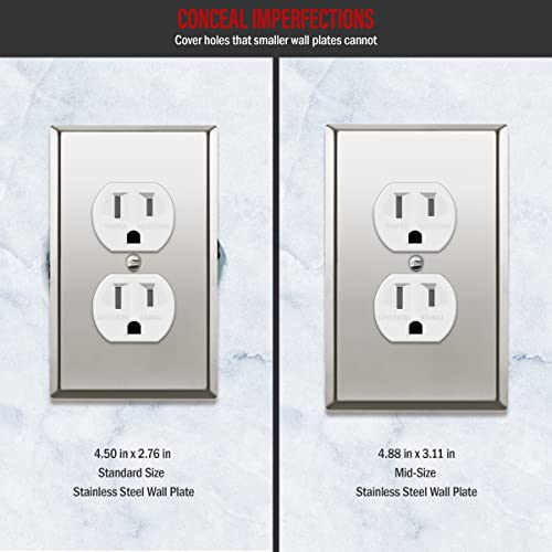 ENERLITES Duplex Receptacle Metal Wall Plate, Mid-Size Polished Chrome - color: Polished Chrome, size: Midsize