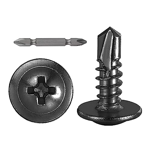 Wensilon (400Pcs)#8×1/2” for Sheet Metal Self-Tapping Screws 410 Black Stainless Steel Truss Head High-Strength Quick Tapping - color: Black, size: #8X1/2"