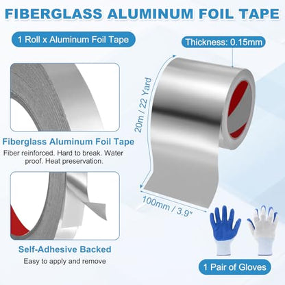 MECCANIXITY Alum um Foil Tape, 22 Ftx3.9 x5.9mil Heavy Duty HVAC Tape - size: 22 ftx3.9inx5.9mil