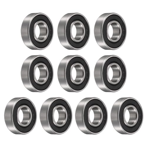 uxcell 10pcs 6001-2RS Bearing 12x28x8mm, Chrome Steel Double Rubber Seals Precision Bearing, Lubricated Deep Groove Ball Bearings, P6 (ABEC 3) - size: 6001-2RS