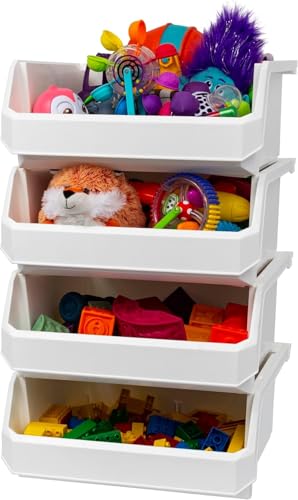 ReadySpace Extra Large Stackable Plastic Storage Bins, 4-Pack, White - color: White, size: Extra Large, 4-Pack