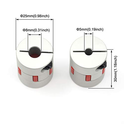 2PCS 5mm to 8mm Aluminium Plum Flexible Shaft Coupling Diameter25mm Length30mm 5x8mm Motor Connector Flexible Coupler for 3D Printer CNC Machine and Servo Stepped Motor（5x8mm） - size: 5x8mm, style: D25 L30