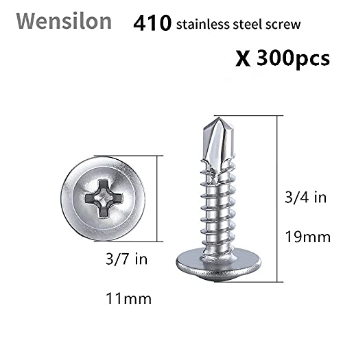 Wensilon（300pcs）#8×3/4”for Sheet Metal Self-Tapping Screws 410 Stainless Steel Truss Head High-Strength Quick Tapping Screws - color: Silver, size: #8X3/4"