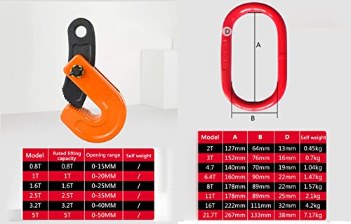 Horizontal Plate Lifting Clamp 1.6T/ 3527 lbs with 4 Clamps Heavy Duty Barrel Drum Lifter High Strength Manganese Steel Chain for Industry Hoist Crane (Capacity 1.6 ton, 1m chain) - style: Capacity 1.6 ton, 1m chain