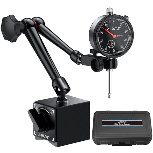AUTOUTLET Dial Indicator with Magnetic Base Set, 0-1"/0.001" Precision Dial Indicator Gauge Kit, 80KG/176lbs Pull Force, Adjustable Indicator Stand with Storage Case for Workshop Use, 3D Printer - size: 80
