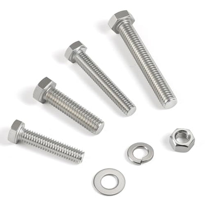 50Sets 1/4-20 x 3/4 Hex Head Screw Bolt,Nuts,Flat Washer Kit 304 Stainless Steel 18-8 Full Threaded - size: 1/4-20 x 3/4"