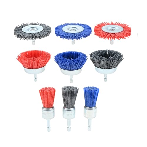 dophee 9Pcs Nylon Filament Abrasive Wire Brush Wheel & Cup Brush Set