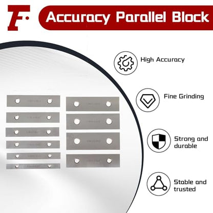 findmall 10 Pair 1/8 x 5 Accuracy Parallel Block Set 0.0002 Hardened Gage Gauge Tool Set - size: 10 Pair 1/8 x 5