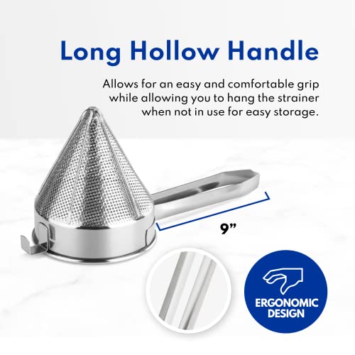 New Star Foodservice 34127 18/8 Stainless Steel China Cap Strainer, 10-Inch, Fine Mesh