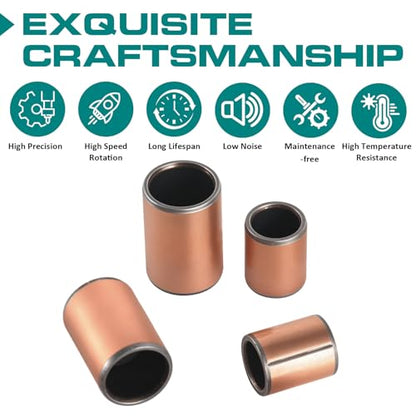 20PCS Sleeve Bearings 6mm Bore x 8mm OD x 10mm Length, Oilless Self-Lubricating Bronze Bushings, Plain Bearings for Machinery, Automotive, Fitness Equipment & Industrial Use - size: 6*8*10 MM