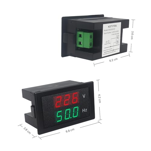 KETOTEK Digital AC Voltmeter Panel Mounting Meter AC80-300V Frequency Counter 45.0-65.0 HZ LED Display Voltage Volt Frequency Meter Tester Gauge - style: V-H