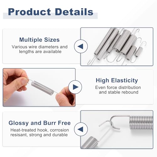 uxcell 8Pcs Stainless Steel Extension Spring Dual Hook 1.2mmWD, 8x128mmODxL - size: 1.2mm Wire, 8mmx128mm(ODxL)