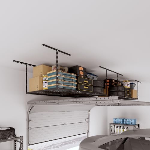 FLEXIMOUNTS 4x6 Overhead Garage Ceiling Storage Rack, 2 Pack, Black - color: Black, size: 4x6 ft