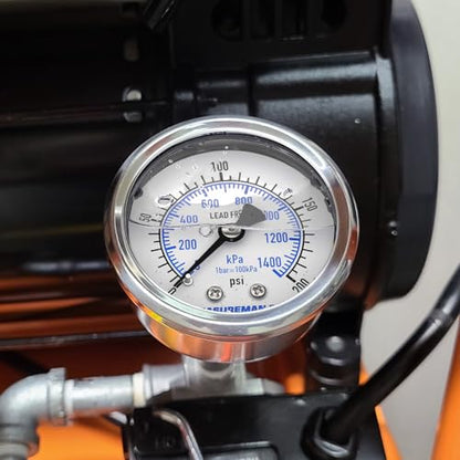 MEASUREMAN PRO 2" Dial Size, Glycerin Filled Pressure Gauge, 0-200psi/kpa, 304 Stainless Steel Case, 1/4" NPT Back Mount,for Air Compressor, Shock, Water System, Well Pump, Tank, Pipe, Pressure Test - size: 2'' (Back Mount), style: 0-200 psi