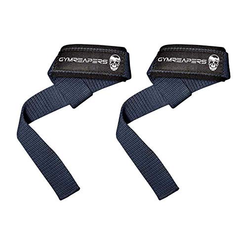 Gymreapers Lifting Wrist Straps for Weightlifting, Bodybuilding, Powerlifting, Strength Training, & Deadlifts - Padded Neoprene with 18" Cotton - color: Navy