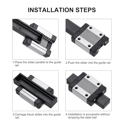 uxcell MGN9H Bearing Steel Sliding Carriage Block with Plastic Anti-Fall Strip for 9mm MGN9 Linear Motion Slide Rail Guide, Black