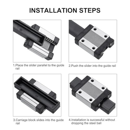 uxcell MGN9H Bearing Steel Sliding Carriage Block with Plastic Anti-Fall Strip for 9mm MGN9 Linear Motion Slide Rail Guide, Black