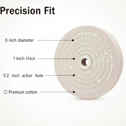 6" Extra Thick White Cotton Buffing Wheels with 1/2" Arbor Hole - style: 6'' White Cotton Buffing Wheel