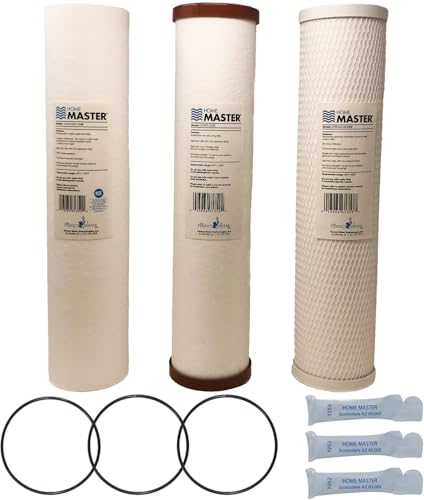 Home Master Whole House 4-Layer Sediment 25 to 1 Micron, Iron, Radial Flow GAC Carbon, 2 orings & Grease, 15gpm, Replacement Filter Set CsetBB3SmgFeC 20x4.5 - color: Replacement Filter Set CsetBB3SmgFeC