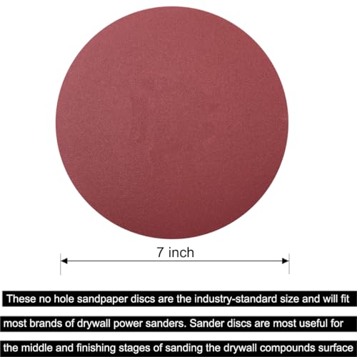50 Pack 7 Inch 120 Grit Hook-and-Loop Sanding Discs Sandpaper -7" Aluminum Oxide Sander Paper Grinding Polishing for Random Orbit Drywall Sander - style: 120 Grit