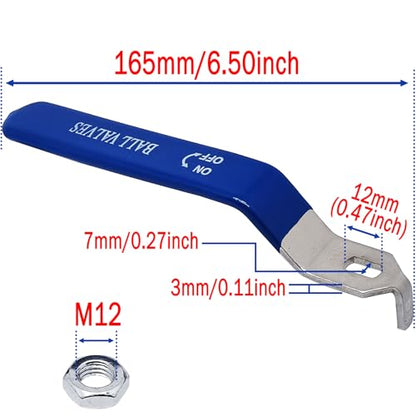 1 Piece Hole Size 7x12mm 201 Stainless Steel Ball Valve Handle with Blue Plastic Handle Grip & Nut for 1-1/4inch Ball Valve (One Claw) - size: 7x12mm,1-1/4inch
