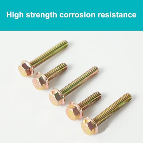 M8 x 16mm 20pcs Flanged Hex Head Bolts, M8 x 1.25 Bolts, Flange Hexagon Head Screws, 8.8 Grade Alloy Steel, Yellow Zinc Plated, Metric Fully Thread - size: M8 x 16mm(20PCS)