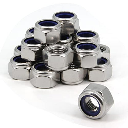 M16 x 2mm Pitch 304 Stainless Steel Self-Locking Hex Lock Nuts, Nylon Insert LockNuts Silver Metric Self Clinching Hex Lock Nuts for Hardware Parts, 20pcs/Pack (M16-20pcs) - size: M16-20pcs