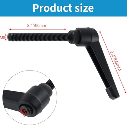 Clamping Lever Handles M8 x 60mm Push Button Ratchet Lever Male Threaded Stud Adjustable Handles Hand Knobs Rotating Screw Handles Bolts with Locking Lever -4pcs - size: M8 x 60mm