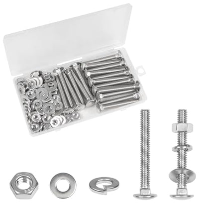 18 Sets 1/4-20 x 2 Carriage Bolts Screws, 304 Stainless Steel - size: 1/4-20 x 2"