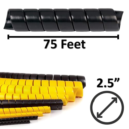 Electriduct 2.5" Heavy Duty Spiral Wrap Hose Protector - 10 Feet - Black - color: Black, size: 2.5 Inch