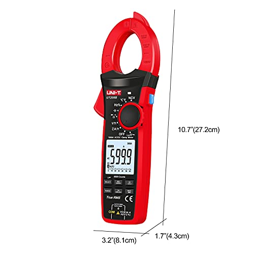 UNI-T Digital Clamp Meter UT208B Inrush Current AC/DC 1000A TRMS HVAC Volt Amp Ohm Meter Clamp On Multimeter Auto Ranging 6000Counts Voltage Frequency LPF ACV Capacitance Duty Cycle Temperature Tester - size: UT208B