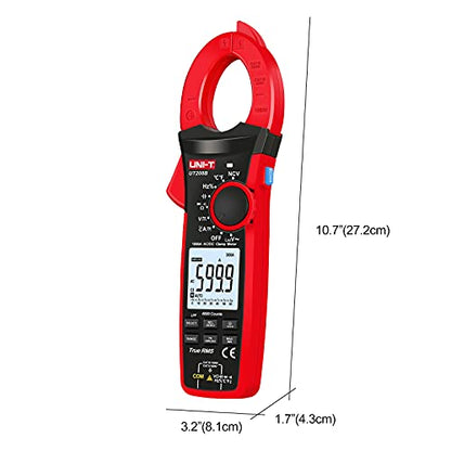 UNI-T Digital Clamp Meter UT208B Inrush Current AC/DC 1000A TRMS HVAC Volt Amp Ohm Meter Clamp On Multimeter Auto Ranging 6000Counts Voltage Frequency LPF ACV Capacitance Duty Cycle Temperature Tester - size: UT208B