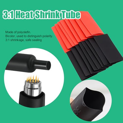 Twidec/160PCS Battery Cable Ends AWG 2 4 6 8 10 12 Gauge Copper Cable Wire Lugs,Ring Terminals Connectors,Copper Ring Terminals Connectors with Heat Shrink N-095-160PCS - color: 160PCS