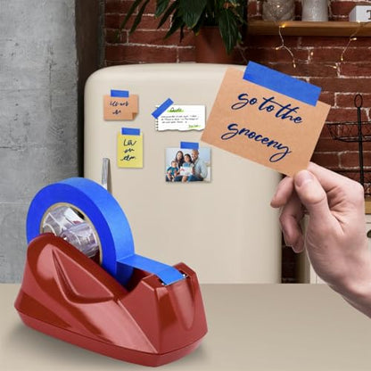 Acrimet Desktop Tape Dispenser Jumbo Size, Non-Skid Base, Plastic, Red