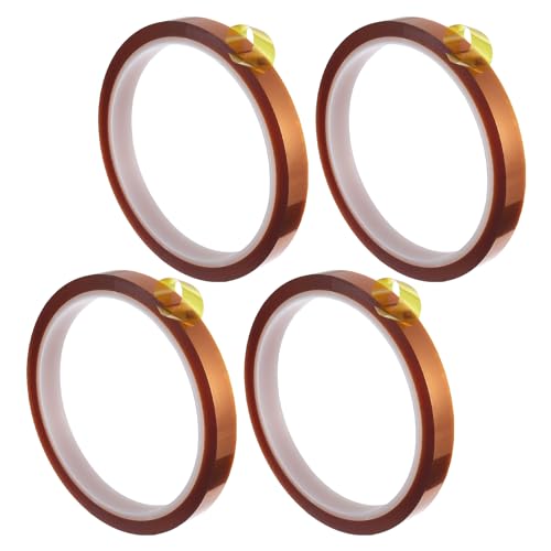 10mm X 33m 108ft High Temp Tape Sublimation No Residue with Silicone Adhesive for Protect CPU and 3D Printer Work Surface Soldering(4 Roll,Dark Brown)