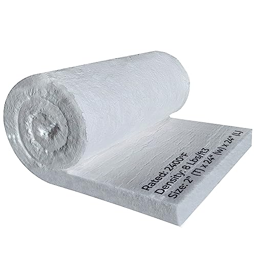 SIMOND STORE Ceramic Fiber Insulation Blanket, 8# 2400F, 2" x 24" x 24" - size: 2" x 24" x 24"