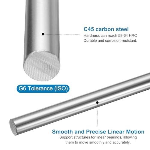 uxcell Linear Motion Rod Shaft Guide 16mm x 400mm (0.63" x 15.75") Hardened Chrome Plated Steel Linear Rail Rod for 3D Printer, CNC Machine - size: 16mm x 400mm