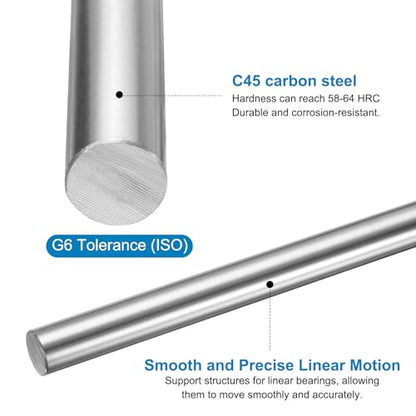 uxcell Linear Motion Rod Shaft Guide 16mm x 400mm (0.63" x 15.75") Hardened Chrome Plated Steel Linear Rail Rod for 3D Printer, CNC Machine - size: 16mm x 400mm