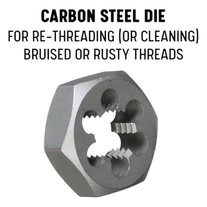 Drill America 1/4"-28 UNF Tap and Die Kit, HSS Plug Tap and Carbon Hex Die, POUT Series - size: 1/4"-28, style: Tap and Hex Die