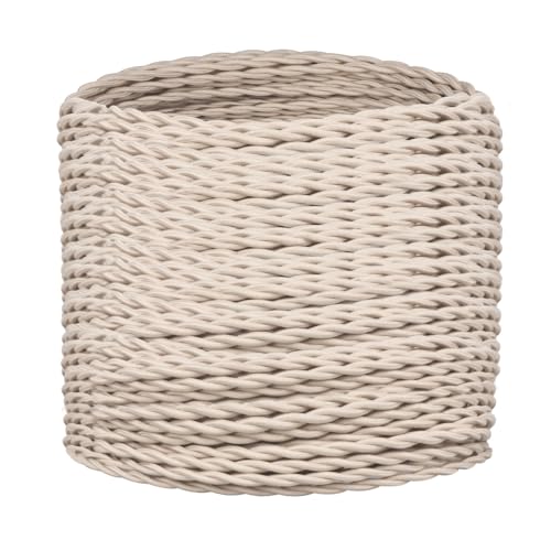 Helunsi 32.8 ft Twisted Cloth Covered Wire, 18/2 Ivory Vintage Lamp Cord - color: Ivory
