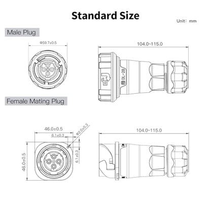 CNLINKO DL-28 50A Waterproof Connector 4-Pin Screw Assembly M28 - size: 4-Pin Screw-Assembly, style: Inline Set