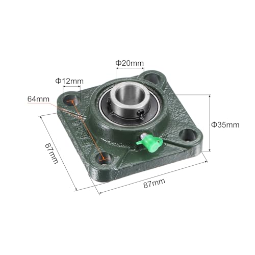 uxcell UCF204 Flange Block Bearings 20mm Bore Cast Iron Bearing Unit Set - size: 20mm