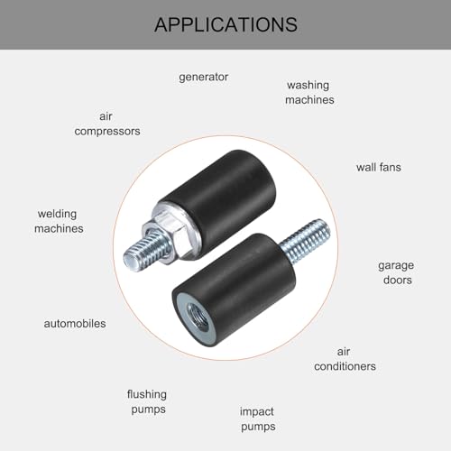 uxcell 6pcs M4x10mm Rubber Isolator Mounts with Studs 10x15mm - size: VD-D10*H15, M4*10