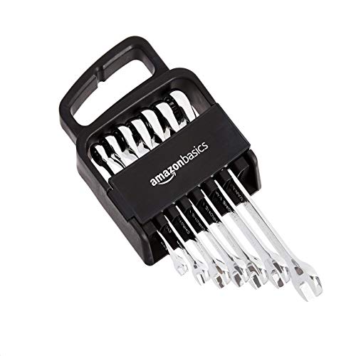 Amazon Basics Metric Ratcheting Combination Wrench Set, 7-Piece, Chrome Vanadium Steel, 72-Tooth, 8mm, 10mm, 12mm, 13mm, 14mm, 15mm, 17mm - color: Chrome, size: 7 Piece
