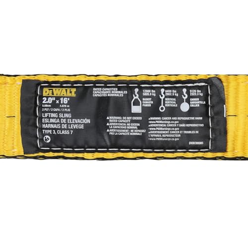 DEWALT 2"×16', 2-Ply, Type 3, Class 7 Heavy-Duty Lifting Sling, 1-Pack - size: 2” x 16’, style: Single