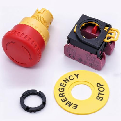 Taiss 22mm 2 NC Red Mushroom Latching Emergency Stop Push Button Switch,Stop Switch 10A 600V YW1B-V4E02R - color: 2 NC/