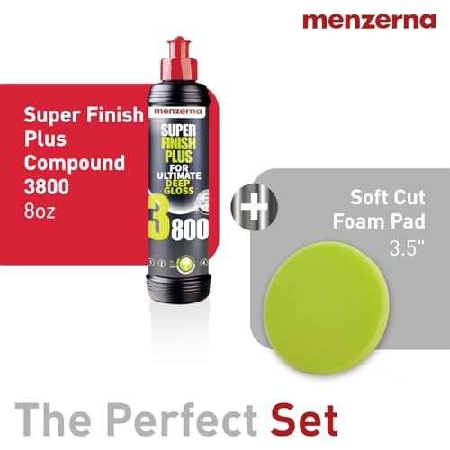 menzerna Swirl Remover Kit I Car polishing Set I Super Finish 3800 - color: 8oz. + Pad