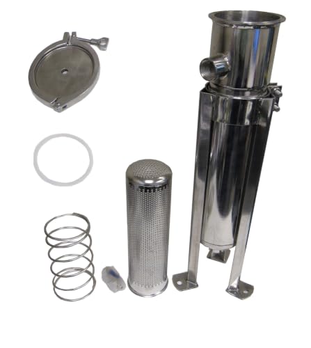 PRM Filtration Trade Size #4 Stainless Steel Bag Filter Housing, 2-Inch NPT Side Inlet and Dual Port Outlet, 100 PSI Max Pressure, 40 GPM Flow Rate, Includes Basket Strainer and Mounting Stand