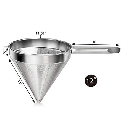 New Star Foodservice 34127 18/8 Stainless Steel China Cap Strainer, 10-Inch, Fine Mesh